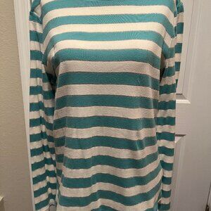 Talbots long sleeve striped cotton knit pullover, Size M